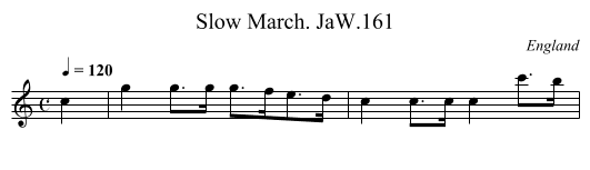 Slow March. JaW.161 - staff notation
