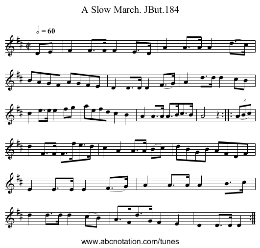 Slow March. JBut.184, A - staff notation
