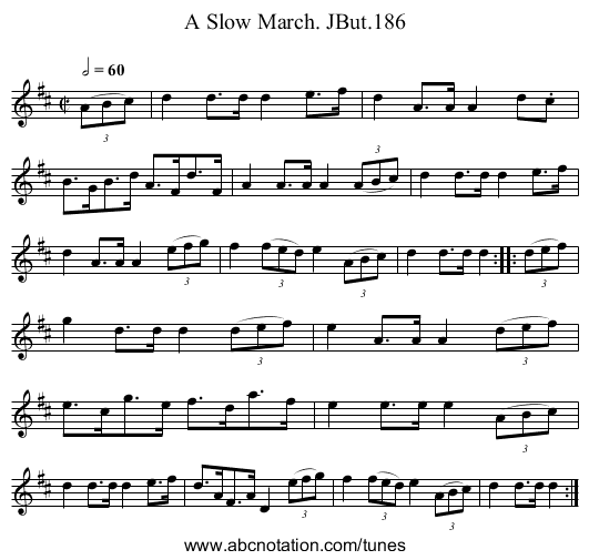 Slow March. JBut.186, A - staff notation