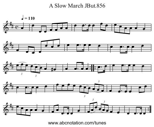 Slow March JBut.856, A - staff notation