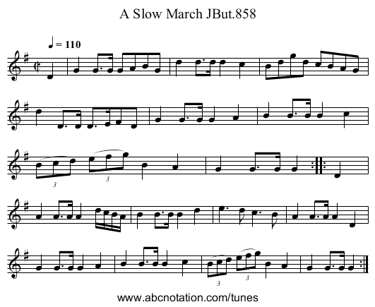Slow March JBut.858, A - staff notation