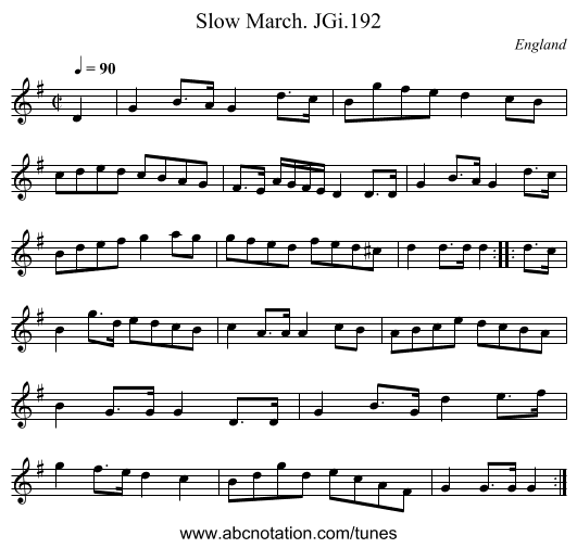 Slow March. JGi.192 - staff notation