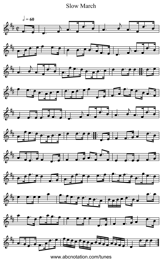 Slow March - staff notation