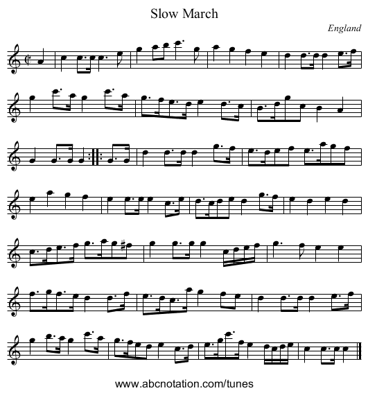 Slow March - staff notation