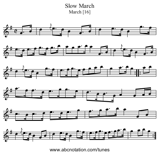 Slow March - staff notation