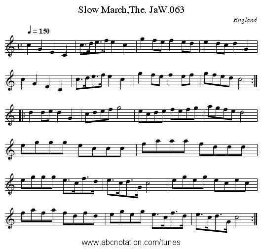 Slow March,The. JaW.063 - staff notation
