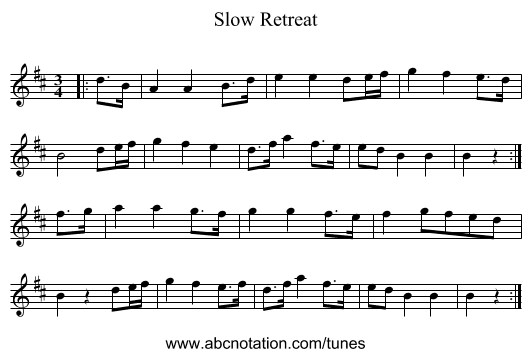Slow Retreat - staff notation