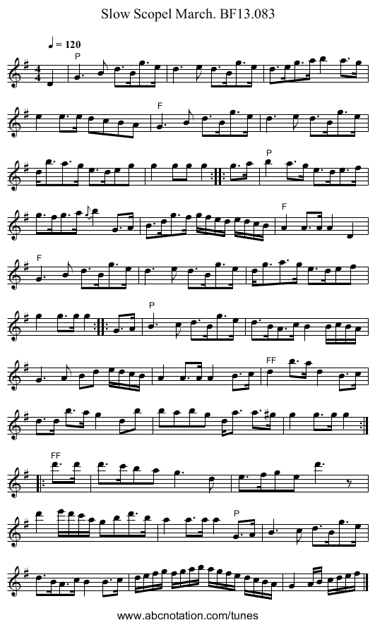 Slow Scopel March. BF13.083 - staff notation
