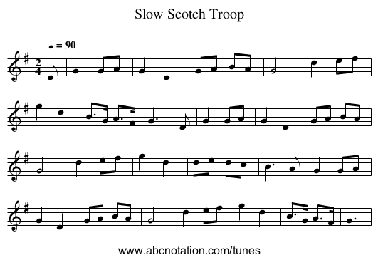 Slow Scotch Troop - staff notation