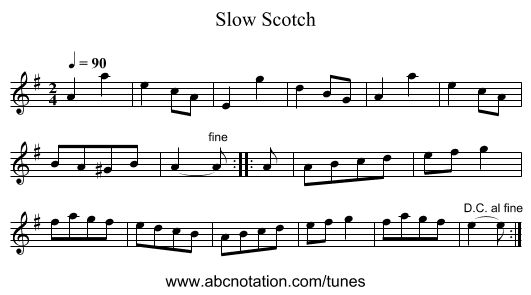 Slow Scotch - staff notation