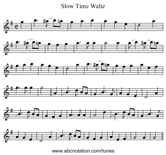 Slow Time Waltz - staff notation