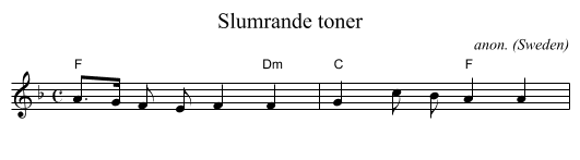 Slumrande toner - staff notation