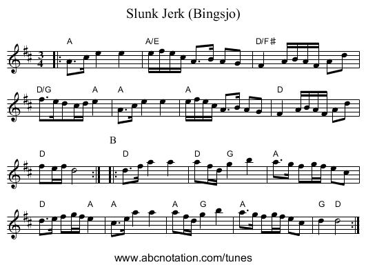 Slunk Jerk (Bingsjo) - staff notation