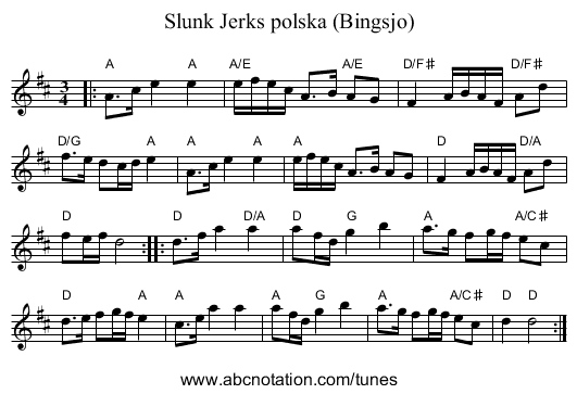 Slunk Jerks polska (Bingsjo) - staff notation