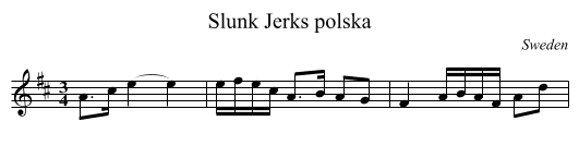 Slunk Jerks polska - staff notation