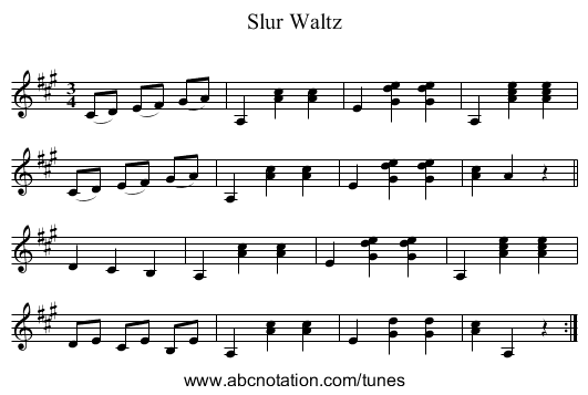 Slur Waltz - staff notation