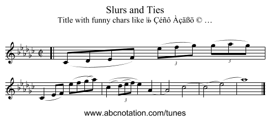 Slurs and Ties - staff notation