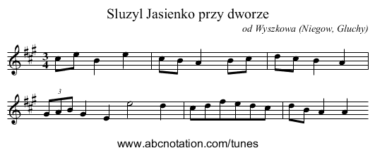 Sluzyl Jasienko przy dworze - staff notation