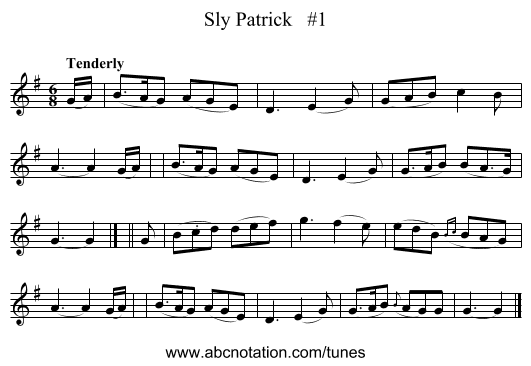 Sly Patrick #1 - staff notation