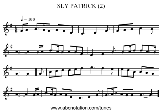 SLY PATRICK (2) - staff notation