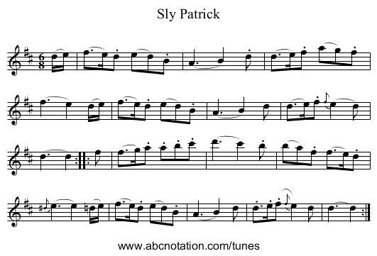 Sly Patrick - staff notation