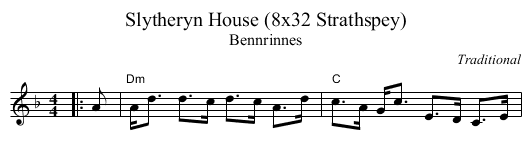 Slytheryn House (8x32 Strathspey) - staff notation