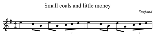 Small coals and little money - staff notation