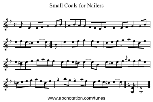 Small Coals for Nailers - staff notation