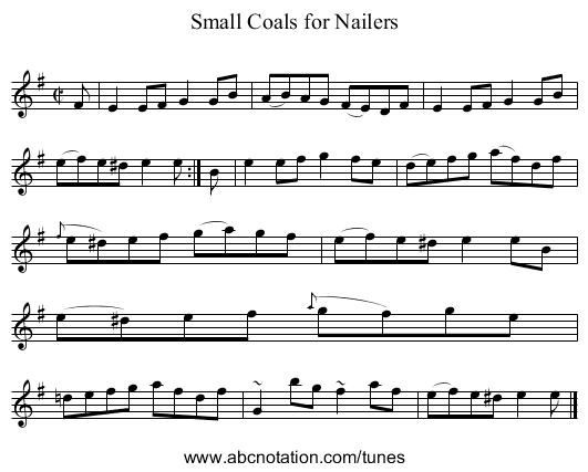 Small Coals for Nailers - staff notation