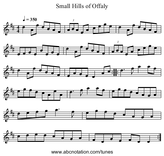 Small Hills of Offaly - staff notation