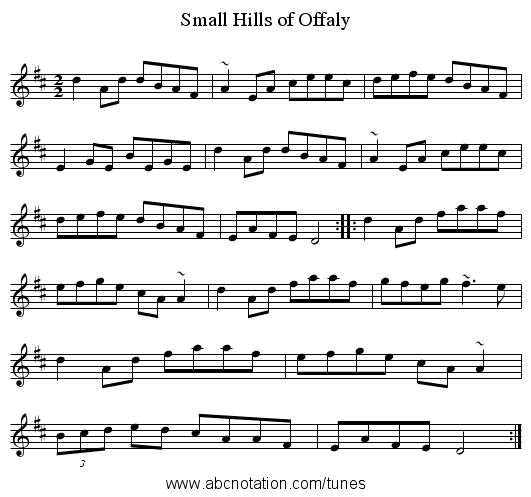 Small Hills of Offaly - staff notation