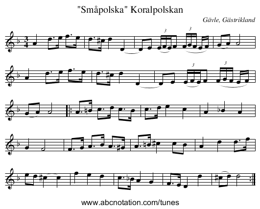 Småpolska Koralpolskan - staff notation