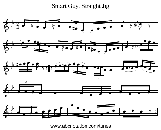 Smart Guy. Straight Jig - staff notation