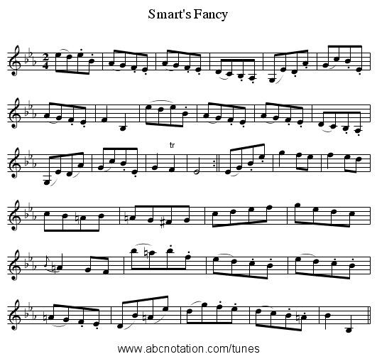 Smart's Fancy - staff notation