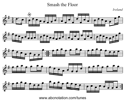 Smash the Floor - staff notation