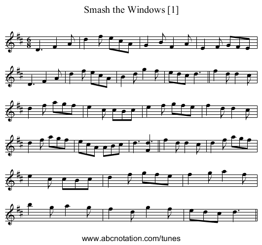 Smash the Windows [1] - staff notation