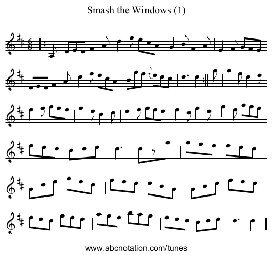 Smash the Windows (1) - staff notation
