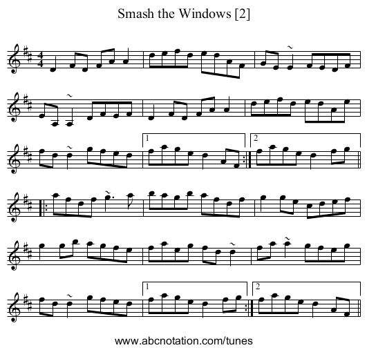 Smash the Windows [2] - staff notation