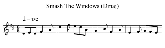 Smash The Windows (Dmaj) - staff notation