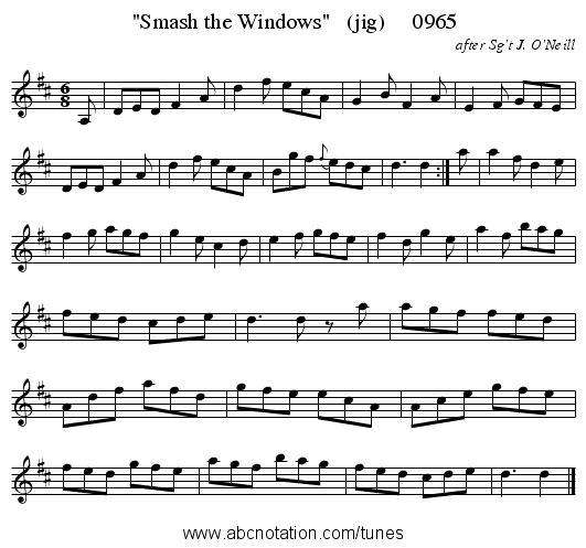 Smash the Windows   (jig)     0965 - staff notation
