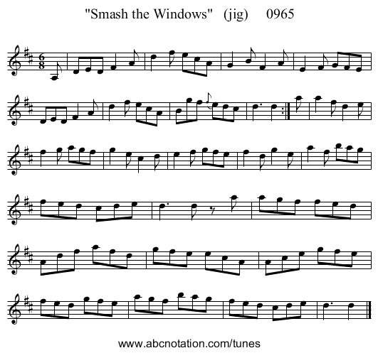 Smash the Windows   (jig)     0965 - staff notation