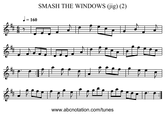 SMASH THE WINDOWS (jig) (2) - staff notation