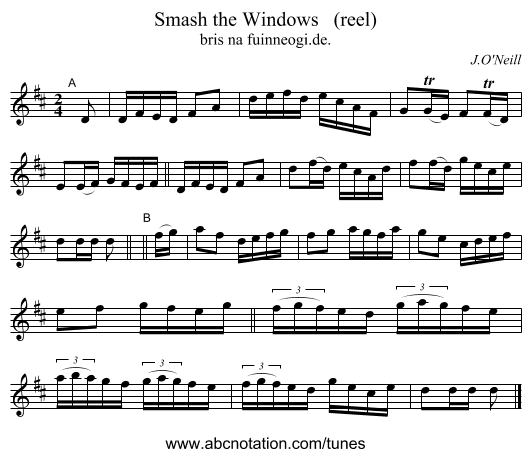 Smash the Windows   (reel) - staff notation