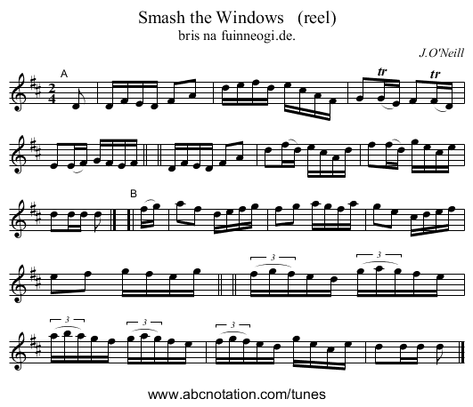 Smash the Windows   (reel) - staff notation