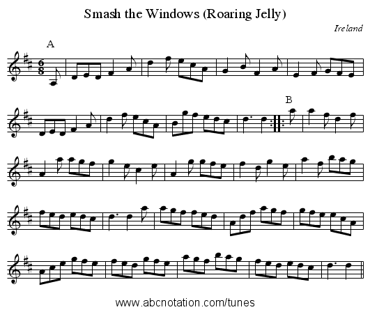Smash the Windows (Roaring Jelly) - staff notation