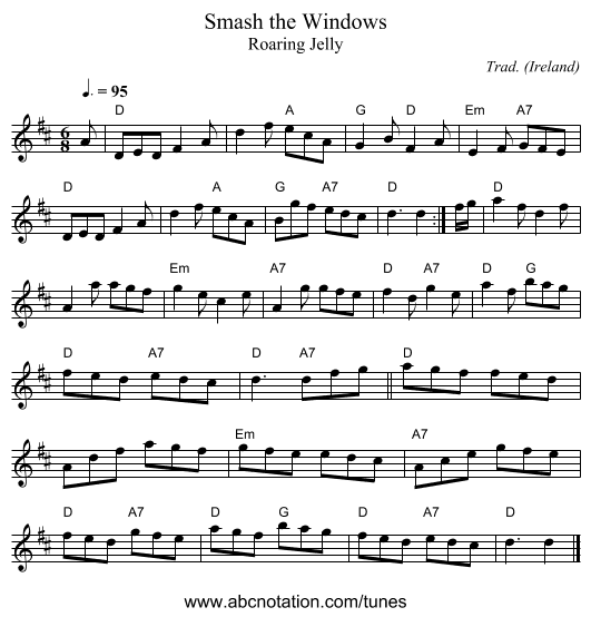 Smash the Windows - staff notation