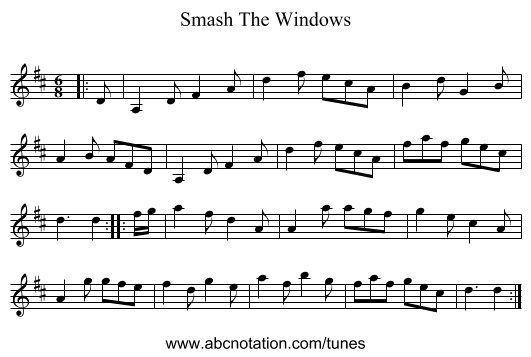 Smash The Windows - staff notation