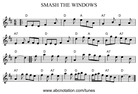 SMASH THE WINDOWS - staff notation