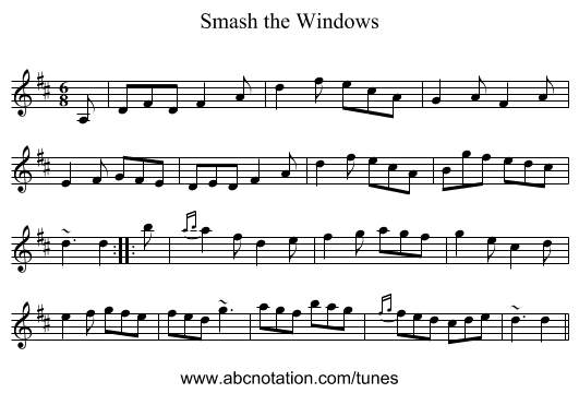 Smash the Windows - staff notation