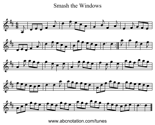 Smash the Windows - staff notation